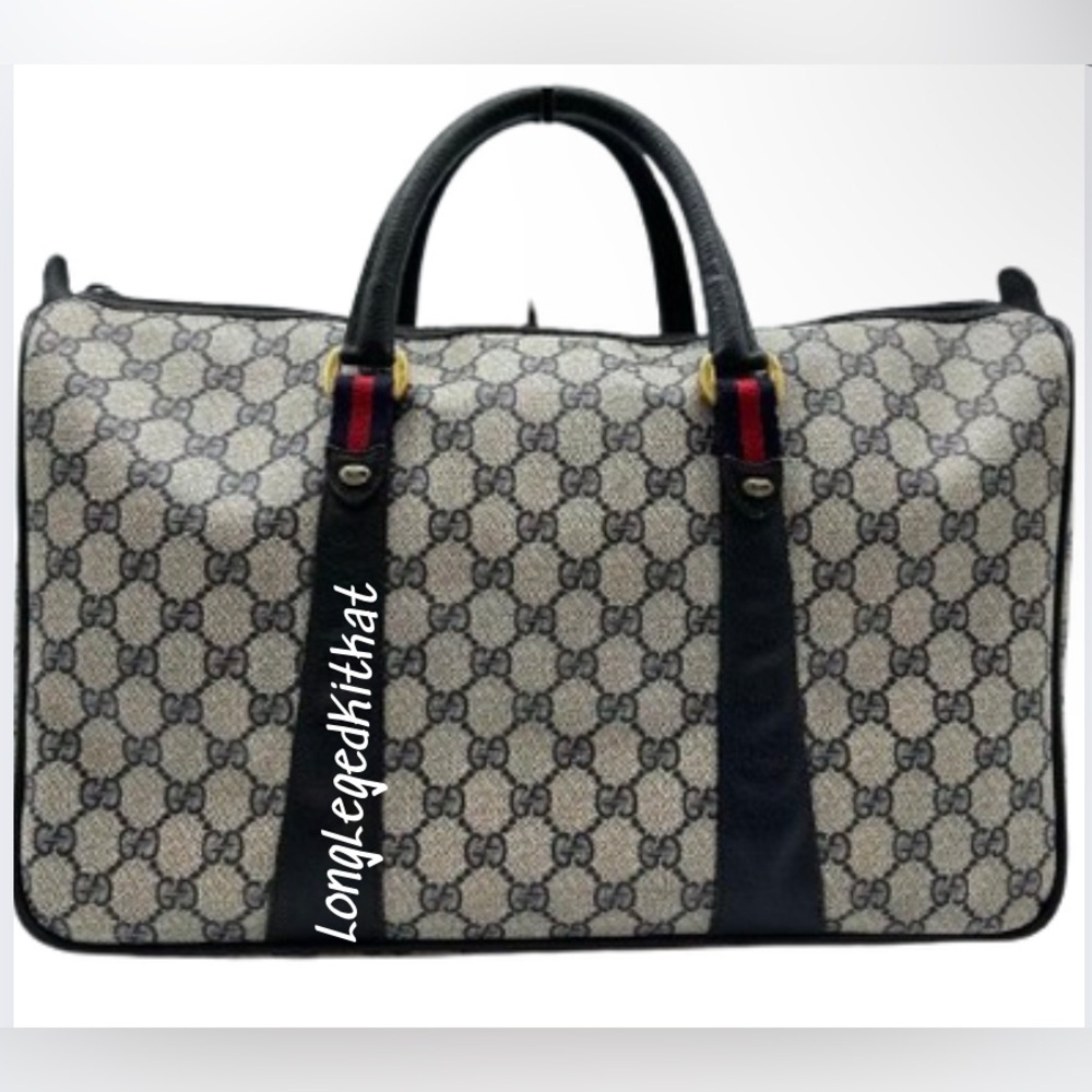 ‼️SOLD‼️GUCCI BLUE SUPREME SHERRY LINE BOSTON BAG #39-02-041 - Picture 1 of 8